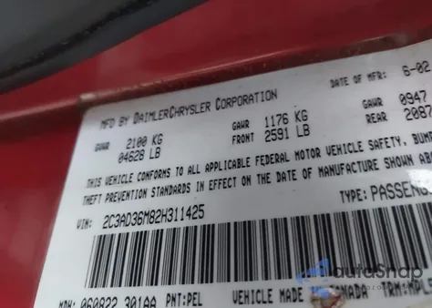 2002 Chrysler Concorde Lxi из США, поврежденный, VIN 2C3AD36M82H311425